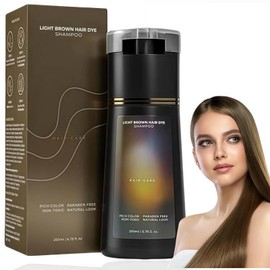HAIR DYE SHAMPOO,200Ml Polar Hair Dye Shampoo,Color Shampoo for Grey H-air,Instant Dye Sham-poo for Women and Men,light brown