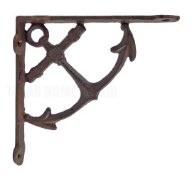 Unbranded 2 Cast Iron Anchor Shelf Brackets Cast Iron Nautical Navy Corner Braces 7.5 inch