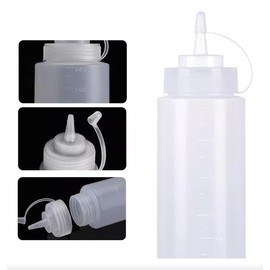 Juego de 3 Botellas de Plástico con 3 Agujeros para Condimentos, Salsas, Aceite, Vinagre, 20CM (700ML-1 Agujeros)