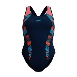 Speedo Women's Placement Laneback One Piece, True Navy, 34