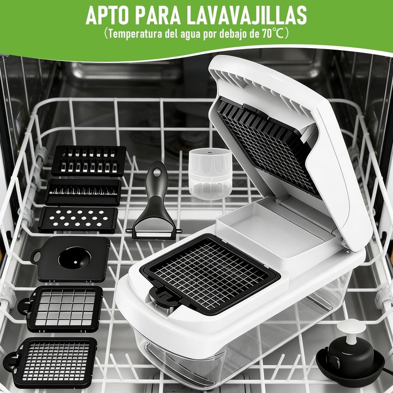 Picador de Verduras Multifunción 16 en 1 con Cuchillas de