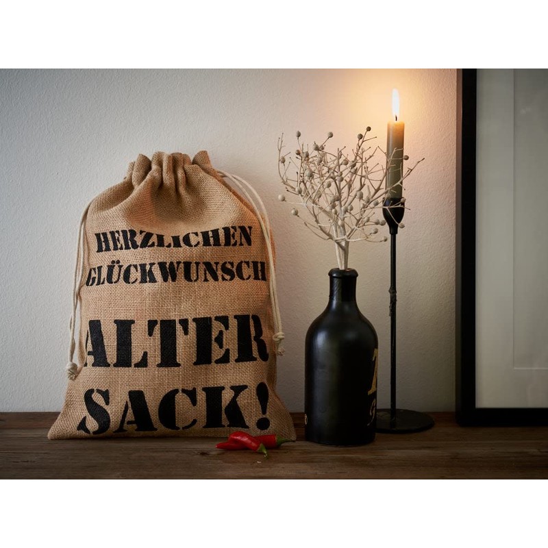 ORGANZABEUTEL24 Geschenkbeutel Alter Sack Herzlichen Glückwunsch, Geburtstag, Jubiläum (40x30 cm)
