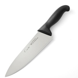 CURTA 8-inch Commercial-Grade Chef's Knife, NSF Listed, Ergonomic, Non-slip Black Handle, High Carbon 420 Stainless Steel Forged Blade Straight Edge, Dishwasher Safe, Rust Proof
