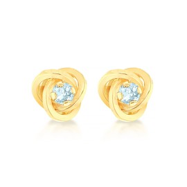 Carissima Gold Women's 9 ct Yellow Gold 7 mm Knot and Blue Topaz Stud Earrings
