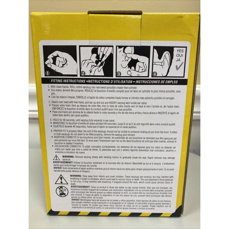 CONDOR Disposable Foam Earplugs Box of 100 Pair 22ED81