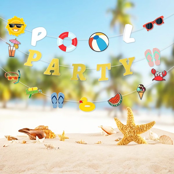 Summer Pool Party Banner, Beach Party Decorations