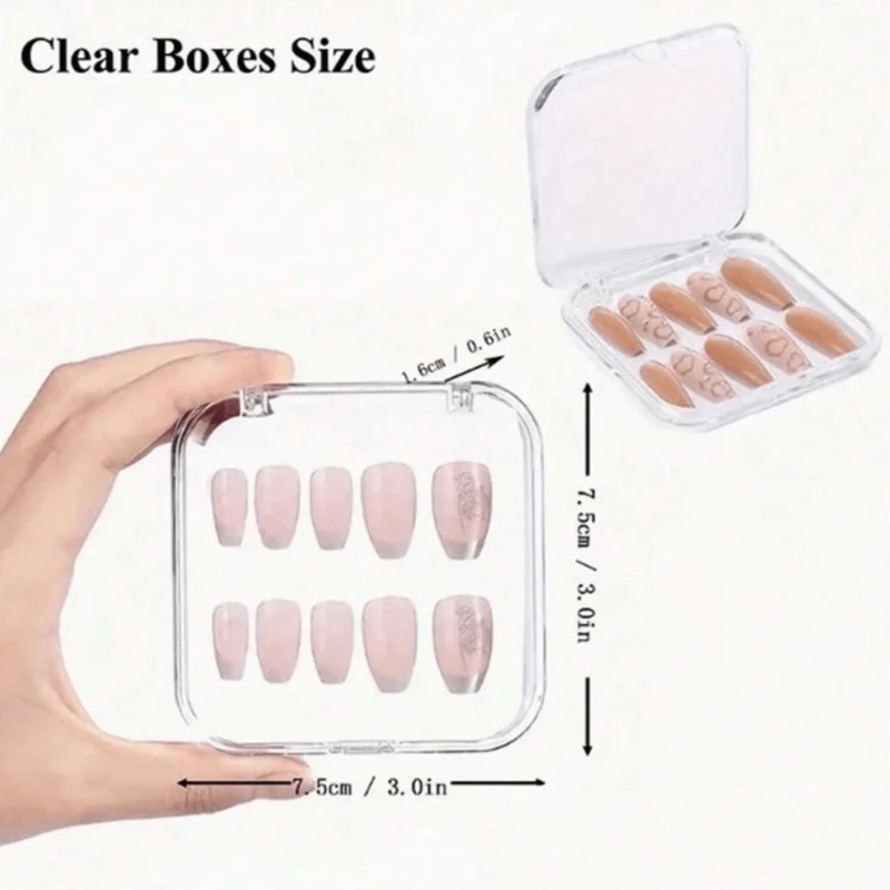 Press On Nail Storage Box Set, 10 Pieces, Transparent Acrylic