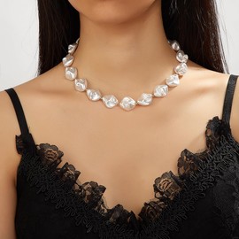 Pearl Choker Necklaces for Women Baroque Pearl Necklace for Women Statement Pearl Necklace for Women Irregular Big Pearl Necklace Pearl Jewelry for Women (Style 1)