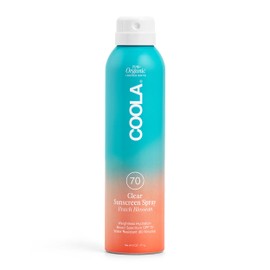 COOLA COOLA Organic Sunscreen SPF 70 Sunblock Spray, Dermatologist Tested Skin Care for Daily Protection, Vegan and Gluten Free, Peach Blossom, 6 Fl Oz