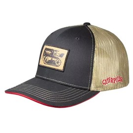 Caterpillar Black & Red Historic Equipment Tan Mesh Snapback Cap/Hat