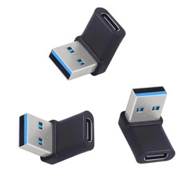 LANMINGLEL 10Gbps USB 3.2 Adapter 90 Degree USB Male to Type C Female Adapter OTG Data Transfer for Laptop Tablet Phone 3 Pack(Black USB A M/C F)