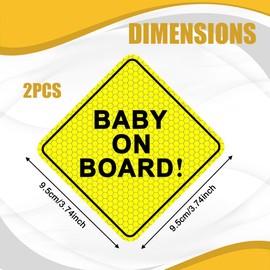 RGOAANC Baby On Board Signs for Car, 2 Pack Baby On Board Magnet, Essential Magnetic Sticker Sign for Bumper - Bright Yellow and Reflective, Removable Safety Attention Signs for Novice Drivers