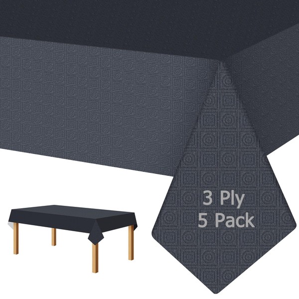 SWGIEEI Black Paper Tablecloth for Rectangle Tables 5 Pack, 54''×108''