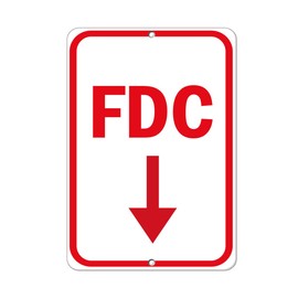 Aluminum Vertical Metal Sign Multiple Sizes Fdc Downward Pointing Arrow Hazard Fire Department Connection with Border Weatherproof Street 9x12Inches