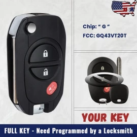 KEYECU Upgraded Flip Remote Key Fob for Toyota Tacoma Tundra Sienna GQ43VT20T - G Chip