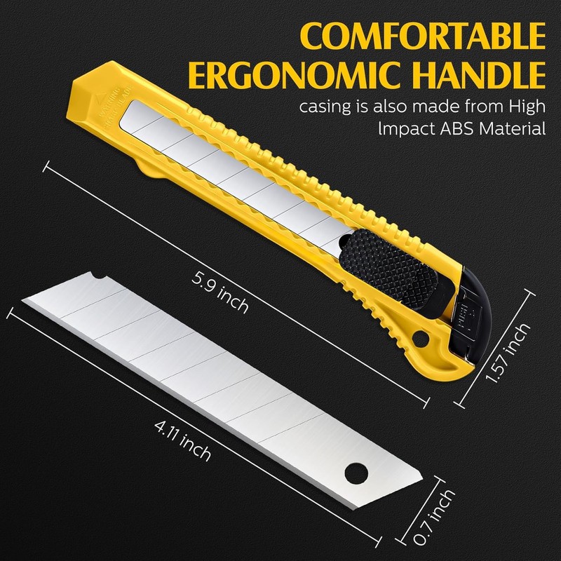 Lanties 100 Pack Box Cutter Retractable Utility Knife 18mm Wide