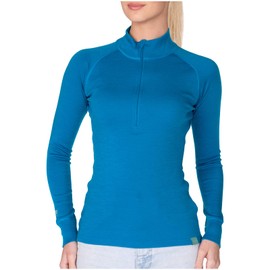 MERIWOOL Womens Base Layer 100% Merino Wool Midweight 250g Half Zip Sweater for Women Electric Blue