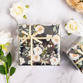 Altarho Wedding Wrapping Paper Roll - 17 Inch x 33 Feet - Silver White Floral with Metallic Foil Design Perfect for Mothers Day Wedding Bridal Shower Spring Birthday Summer