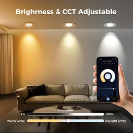 6 Pack 2 Inch Smart LED Recessed Lighting, 5W WIFI Recessed LED Lights, Dimmable RGB & CCT 2700-6500K Color Changing, 110V Recessed Light Compatible with Alexa and Google Home, with LED Driver