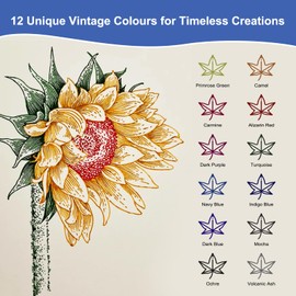 Funnasting Coloured Fineliner Pens, 12 Vintage Colours Micron Pens, 0.5mm Fine Liners Coloured for Journaling, Drawing, Sketching, Writing, Calligraphy, Noting Art Supplies