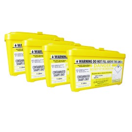 Sharpsguard Bin, 1 Litre, Yellow, Pack of 4