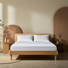 POLHIM Premium Jersey Fitted Sheet, 100% Breathable Cotton, Extra Soft for Dreamy Sleep, 30 cm Mattress Height, Easy Care and Durable (White, 90 x 200)