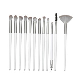 IWOWHERO 12pcs White Portable Makeup Brush Set Professional Cosmetic Tools for Foundation Blush and Eyeshadow Lightweight and Reusable for Makeup