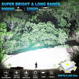 2 Pack Rechargeable LED Flashlights High Lumens, 3000LM Super Bright Flashlight, Adjustable Powerful Flash Light with COB Light & 7 Modes, Waterproof Handheld Flashlight for Home Camping Hunting