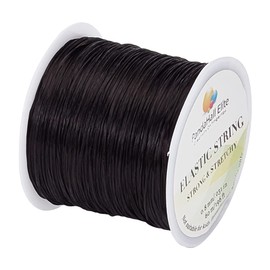 PandaHall Elite 0.8mm Elastic Stretch Polyester Threads Jewelry Bracelet Beading String Cords 60m 1 Roll Black