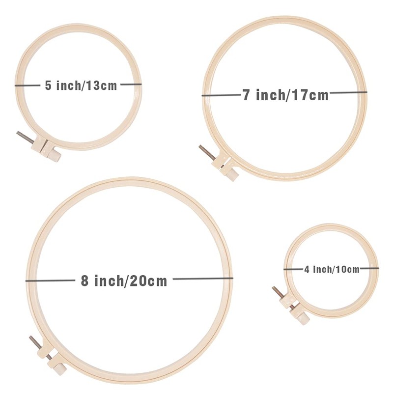 REBECASKYENS 4Pcs 4 Sizes Embroidery Hoops, Round Embroidery Hoop, Plastic