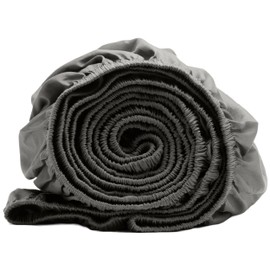 Amqua Mako Satin Fitted Sheet 90 x 200 cm, 100% Organic Cotton (Certified), Bed Sheet for Box Spring Bed & Waterbed or Mattresses up to 30 cm Height, Colour: Grey