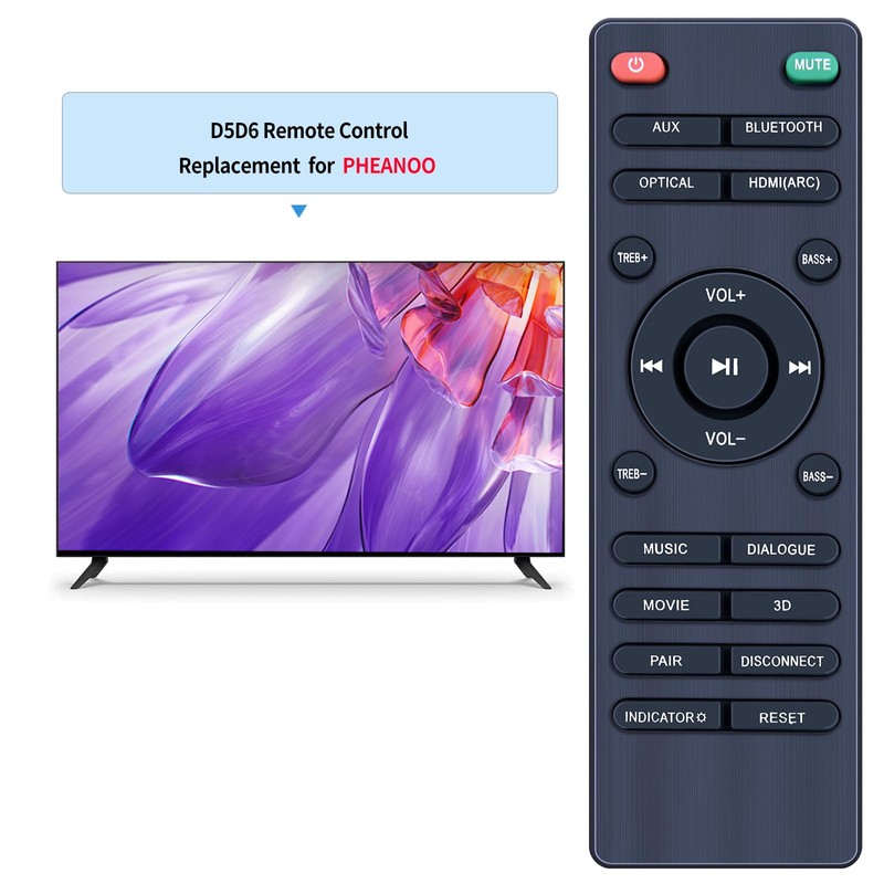 New Replacement Remote Control for Pheanoo Sound Bar Speaker Home