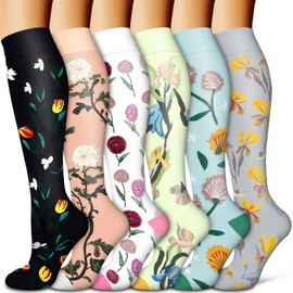 COOLOVER - Calcetines de compresión para mujeres y hombres, lo mejor para circulación, correr, atletismo, recuperación, enfermera, viajes, 01 Negro/Naranja/Blanco/Verde/Azul/Gris, S-M