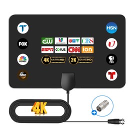 TV Antenna Indoor, 2025 Digital TV Antenna for Local Channels, HDTV Antenna for TV Without Cable for Smart/Old TV Long Range Reception Support 4K 1080p A41