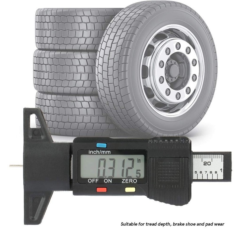 Tyre Tread Gauge, Digital Depth Gauge with LCD Display, Suitable