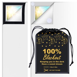 100% Blackout Blind White (118"x 59") Curtains Window Cove [DIY Cut to Any Size or Shape] [Hook & Loop Tabs][ Portable Bags for Travel ] [Light & UV Blocking ] for House,Baby Nursery,Apartment