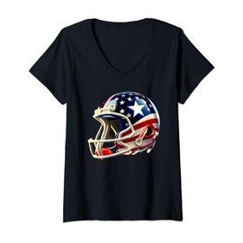 Cool American Football Helmet With American Flag Decal USA V-Neck T-Shirt