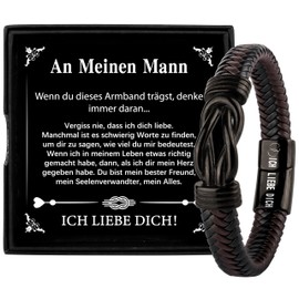 Merclix Valentine's Day Gifts Men's Bracelet Gifts for Men Birthday I Love You Gifts for Men Anniversary Gift for Him Gift for Boyfriend Husband Husband for Christmas, Stainless Steel