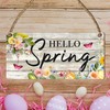 Hello Spring Wooden Plaque - Vibrant Flowers & Easter Eggs
