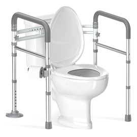 Soundfuse Toilet Safety Rails for Seniors, Adjustable Toilet Handles for Elderly and Disabled, Foldable Handicap Toilet Safety Frame Fit Any Toilets (350 LB)