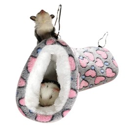 LEFTSTARER Hanging Tunnel for Small Animals Guinea Pig Accessories Sugar Glider Cage Accessories Hamster Rat Toys Ferret Hammock（Heart-Grey）