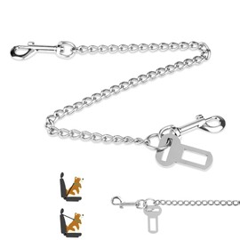 EFUTURETIME Dog Lead Bite Resistant Chain 65 cm, Dog Belt Short for Car Back Seat, Safety Belt Dog Buckle, 304 Stainless Steel, Dog Lead, Chew-proof for Small/Large Dogs, Cats