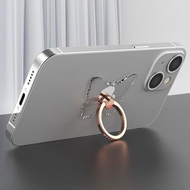 MagSafe Compatible Smartphone Ring, Pink Gold, MagSafe, 360 Degree Rotation, Magnet, Drop Prevention, Rose Gold, Ring Stand, Smartphone Stand (Butterfly)