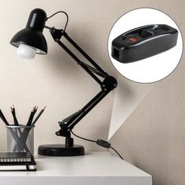 Pack of 3 Intermediate Switch, Lamp Switch 250 V 10 A Inline Cable Switch Cord Switch with LED Display, Button Design for All Types of Table Lamp, Desk Lamp and Bed Lamp, Black