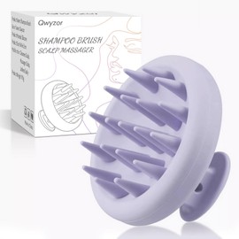 Qwyzor Kopfhaut Massagebürste, Silikon Shampoo Bürste für Peeling und Kopfmassage, Aufgerüstet Kopfmassage Bürste [Nass & Trocken], Reduziert Schuppen, Stimulieren das Haarwachstum (Violett)