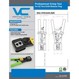 VC VERTICAL CABLE Termination Tool for Shielded RJ45 Feed Through Plugs Model 012-026/EZF-100