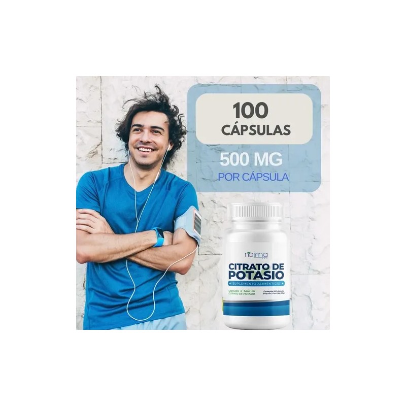 Citrato Potasio 500mg - 2 Frascos - 100 Cápsulas