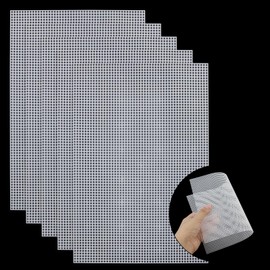5 Pieces Plastic Mesh Canvas Sheets for Embroidery Crafting, Plastic Needlepoint Canvas, Fursuit Eye Mesh for Crafts DIY, Knit Crochet Projects?Cross-Stitch, Bag Making(White)
