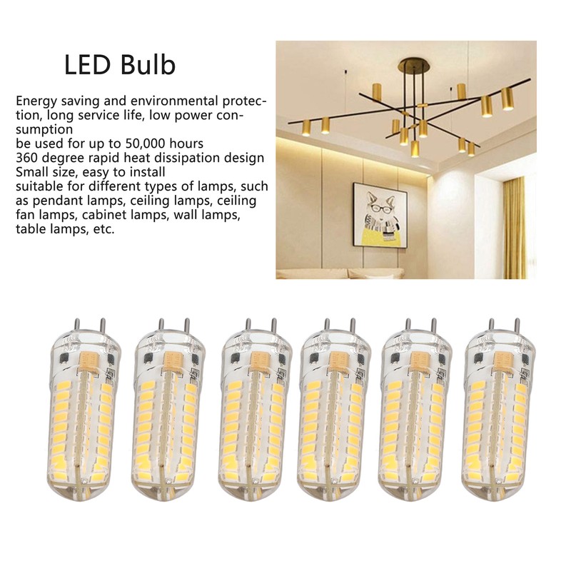 6Pcs GY6.35 LED Bulb 7W AC DC12V 700lm 72 LEDs