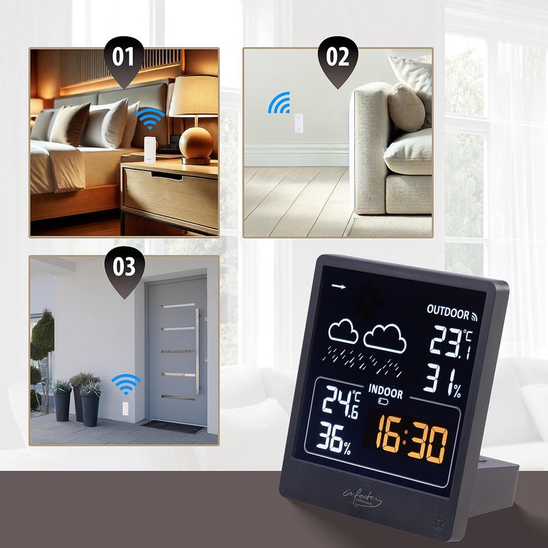 infactory Digital Barometer: Set of 2 Weather Stations with Outdoor